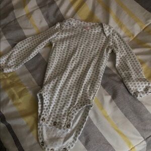 Carter's White and Gray Floral Long Sleeve Bodysuit